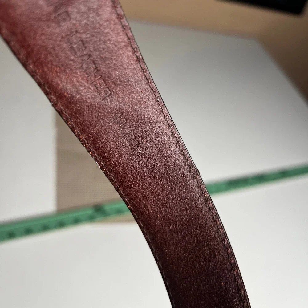 Duck Head Mens Burgundy Leather Belt 40/100 Brass Buckle Logo 01-1812